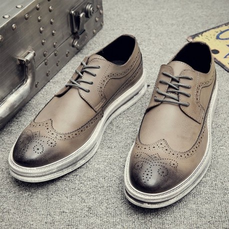 Mens Casual Fashion Leather Sneaker Wingtip Lace Oxford Dress Shoes ...