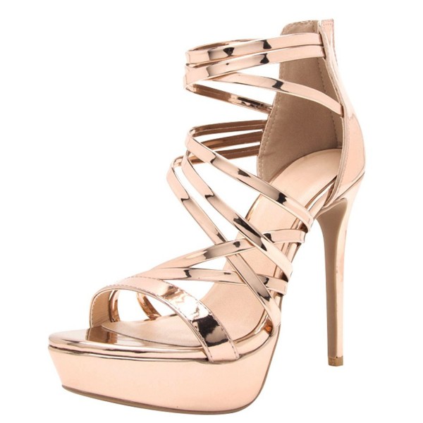 rose gold heels with platform
