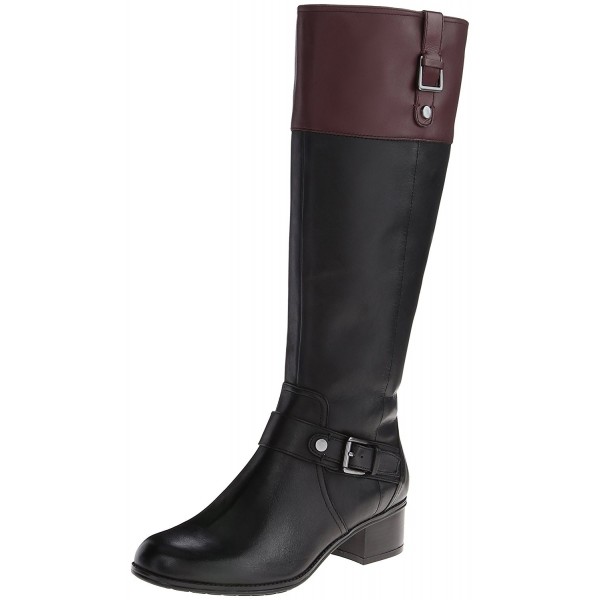 Women's Cranne Wide Calf Leather Riding Boot - Black/Wine - CK11J9O2GIT