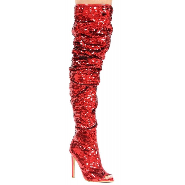 red sparkly thigh high boots