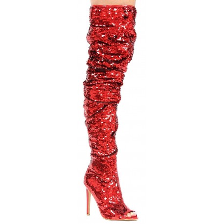 Dazzle-01 Thigh High Over Knee Sequin Sparkle Open Toe Stiletto Heel ...