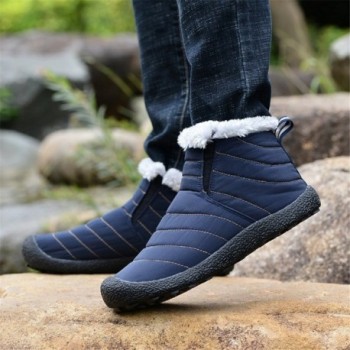 Snow Boots For Men Women Fur Lined Winter Outdoor Slip On Waterproof ...