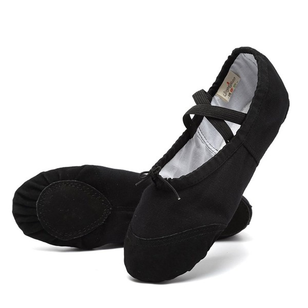 black canvas ballet shoes