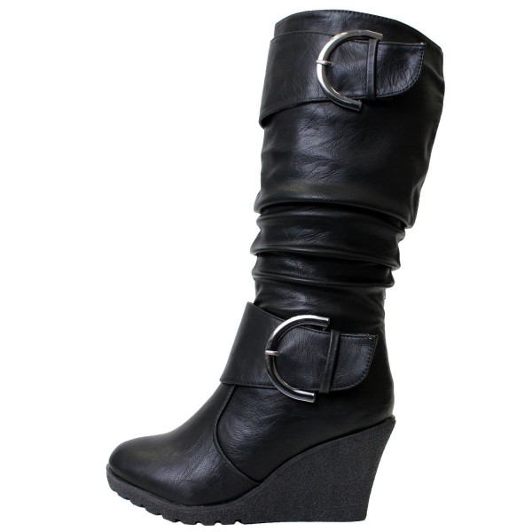 Pure 65 Womens Slouch Wedge Boots - Black - CD11MHA3IIN