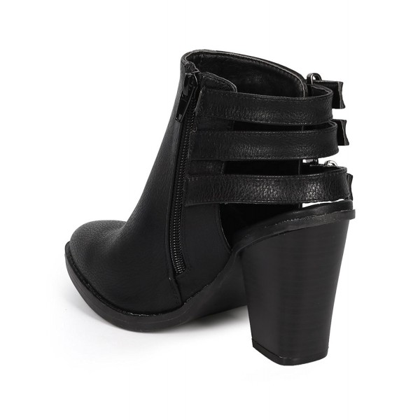 DA00 Women Leatherette Pointy Toe Chunky Heel Ankle Strappy Bootie ...