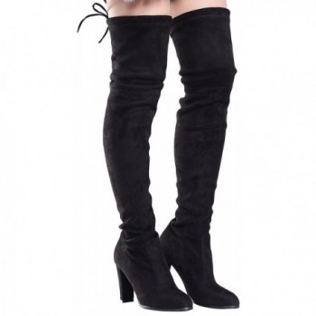 Womens PU Suede Sexy Over The Knee Boots Thigh High Block High Heel ...