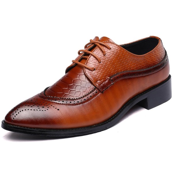 Mens Dress Shoes- Modern Classic Lace Up Wingtip Brogue Leather Casual ...