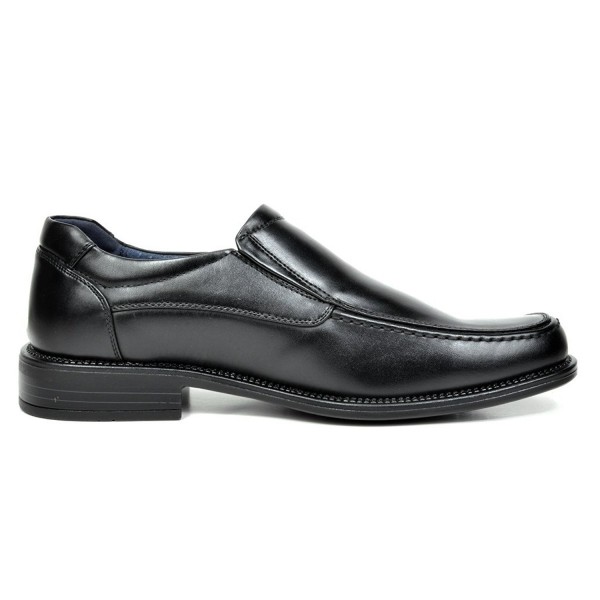 Men's Leather Lined Square Toe Dress Loafers Shoes - Black - CI12NTJKQ7E