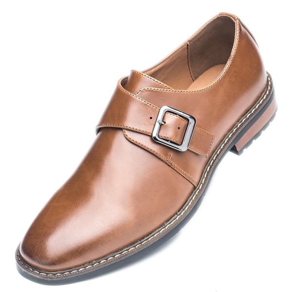 Men's Monk Strap Buckle Dress Shoes Slip On Oxford Shoes - Brown ...