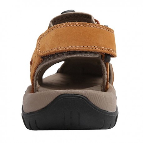 Men's Closed Toe Walking Fastening Trekking Sport Shoes Leather Sandals ...
