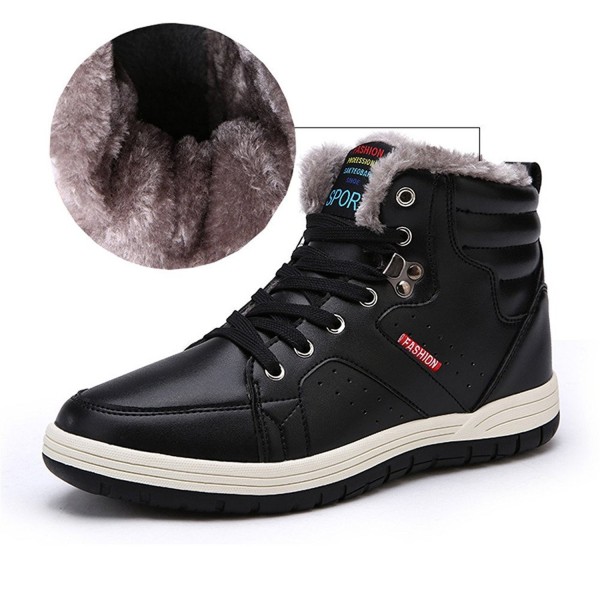 Mens Winter Boots High Top Fur Lined Warm Snow Boots Fashion Sneaker WD ...
