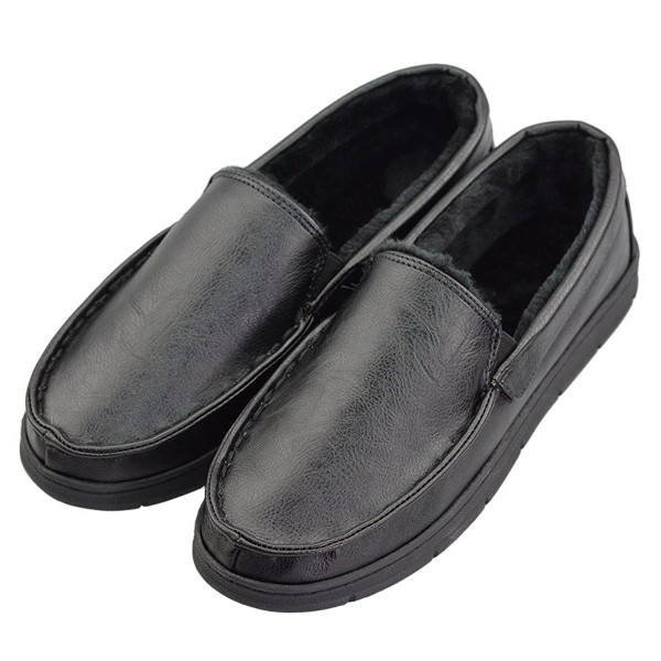 Men's Leather Casual Pile Lined Microsuede Indoor Outdoor Slip On ...