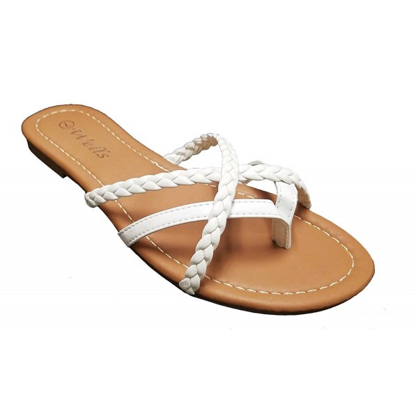 white braided flip flops
